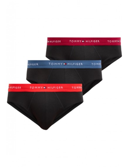 Slip Tommy Hilfiger -3 Pack- Signature Cotton Essentials (Negro Cint. Roja, Granate y Marino)