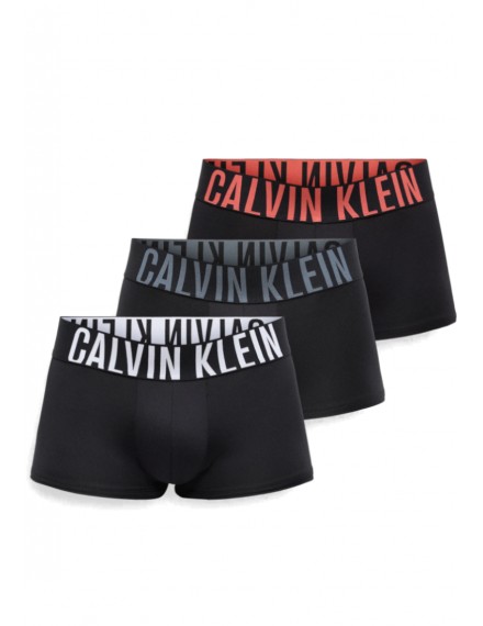 Bóxer Calvin Klein -3 Pack- Intense Power Microfibra (Negro Logo Blanco, Azul y Gris)