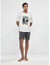 Pijama corto de hombre Gisela Algodón Estampado Peanuts (Crudo)