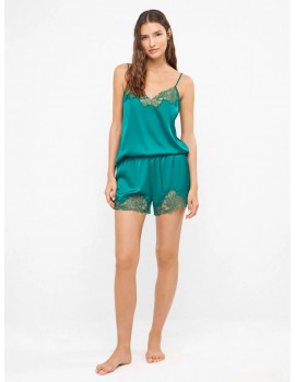 Pijama curto feminino Gisela Estampado Floral (Azul)