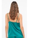 Pijama corto lencero de mujer Gisela de tirantes con encaje (Verde)