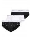 Slip Calvin Klein -3 Pack- Icon Cotton Stretch (Negro, Blanco y Fantasía)