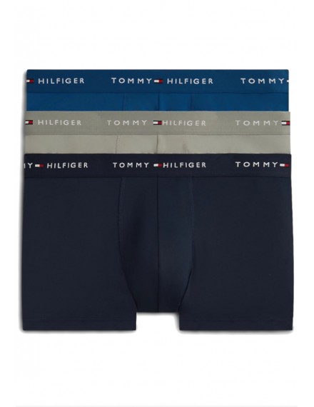 Boxer Tommy Hilfiger -3 Pack- Assinatura Cotton Essentials (Azul, Marinho e Fantasia)