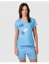 Pijama Corto de Mujer Massana Algodón Estampado Floral (Azul)