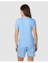Pijama Corto de Mujer Massana Algodón Estampado Floral (Azul)