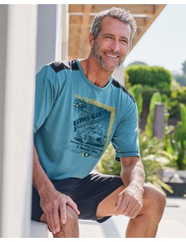 Pijama de Mulher Guasch Tecido Pontilhado em Quadrados (Rosa)