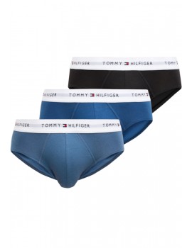 Slip Tommy Hilfiger -3 Pack- Signature Cotton Essentials (Marinho Cintura Azul, Vermelha e Cinza)
