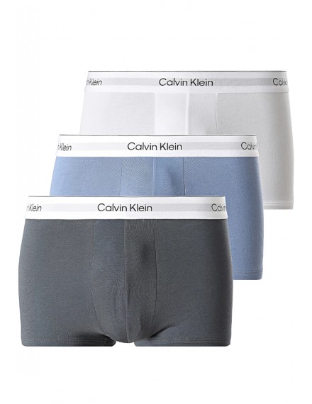Bóxer Calvin Klein -3 Pack- Intense Power Microfibra (Negro Logo Blanco, Azul y Gris)