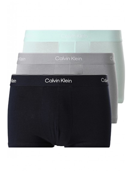 Bóxer Calvin Klein -3 Pack- Intense Power Microfibra (Negro Logo Blanco, Azul y Gris)