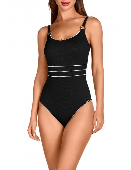 Bañador Naturana de Control Estampado (Negro, Naranja y Avellana)