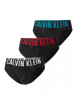 Slip Calvin Klein -3 Pack- Intense Power Cotton (Negro Logo Rojo, Azul y Gris)