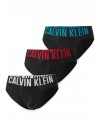 Slip Calvin Klein -3 Pack- Intense Power Cotton (Negro Logo Rojo, Azul y Gris)