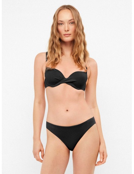 Bikini Gisela con Aros y Foam y Braguita Bikini en tejido Piqué (negro)