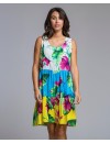 Vestido Señoretta Sin Mangas Estampado Tropical