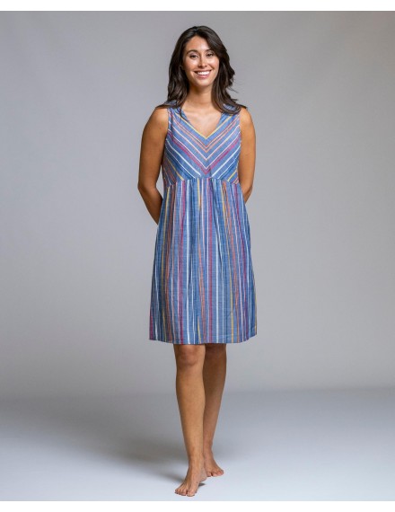 Vestido Señoretta Sin Mangas a Rayas Multicolor