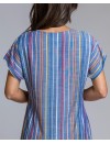 Vestido Señoretta Manga Corta a Rayas Multicolor