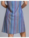 Vestido Señoretta Manga Corta a Rayas Multicolor