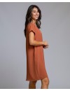 Vestido Señoretta Manga Caída Con Bolsillos (Teja)