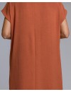 Vestido Señoretta Manga Caída Con Bolsillos (Teja)