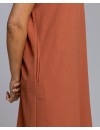 Vestido Señoretta Manga Caída Con Bolsillos (Teja)