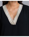 Vestido Señoretta Manga Caída Con Bolsillos (Negro)