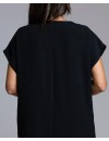 Vestido Señoretta Manga Caída Con Bolsillos (Negro)