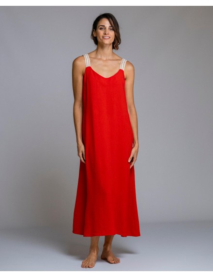 Vestido Largo Señoretta Tirante Ancho (Rojo)