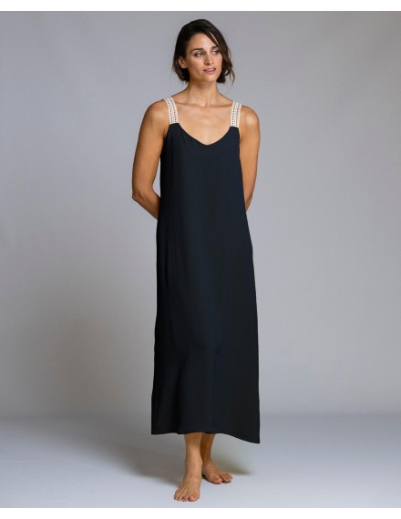 Vestido Largo Señoretta Tirante Ancho (Negro)