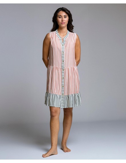 Vestido Señoretta Sin Mangas a Rayas con Bolsillos