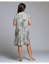 Vestido Señoretta Manga Corta con Volantes Estampado Vegetal