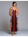 Vestido Largo Señoretta de Tirantes Estampado Floral a Franjas