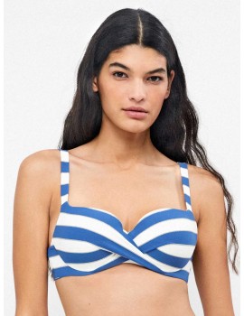 Bikini Gisela Capacidad con Aros y Braguita Bikini Estampado Rayas con Brillo