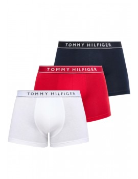 Boxer Tommy Hilfiger -3 Pack- Assinatura Cotton Essentials (Azul, Marinho e Fantasia)