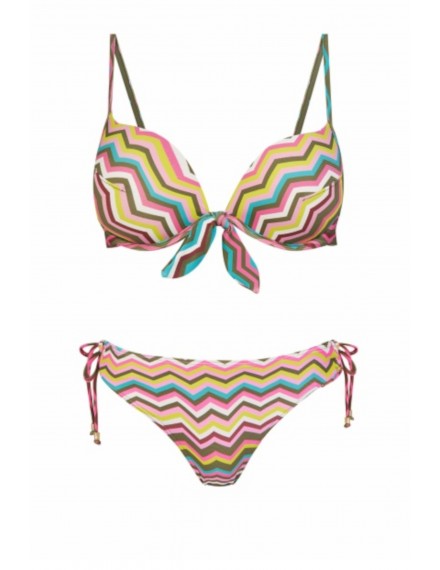 Bikini Dolores Cortés con Push-Up y Braguita Bikini Anudada (Estampado)