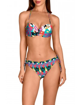 Bikini Dolorés Cortés Bandeau con Aros y Braguita Bikini Anudada (Estampado)