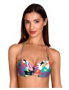 Bikini Dolorés Cortés Bandeau con Aros y Braguita Bikini Anudada (Estampado)