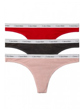 Tanga Calvin Klein -3 Pack- Icon Logo Cotton Stretch (Rojo, Gris y Rosa)