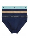 Slip Tommy Hilfiger -3 Pack- Signature Cotton Essentials (Marinho Cintura Azul, Vermelha e Cinza)