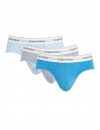 Slip Calvin Klein -3 Pack- Icon Cotton Stretch (Azul, Gris y Fantasía)