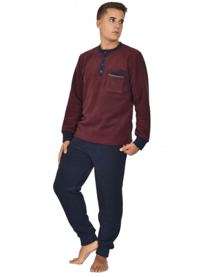 Pijama de Hombre Sónia Tejido Polar Liso (Granate)