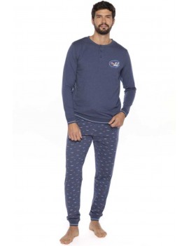 Pijama de Homem Guasch Tecido Felpo (Marinho)
