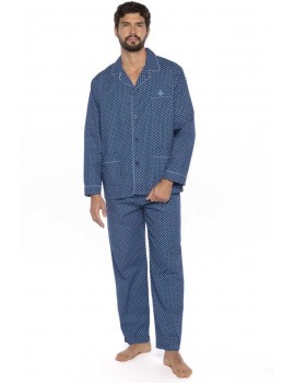 Pijama de Hombre Guasch de Popelín Estampado Motivos Geométricos (Azul)