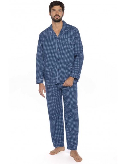 Pijama Curto Masculino Guasch Tecido Jaqcuard Microestampado Pontas de Flecha (Azul)