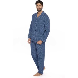 Pijama Curto Masculino Guasch Tecido Jaqcuard Microestampado Pontas de Flecha (Azul)