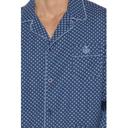 Pijama Curto Masculino Guasch Tecido Jaqcuard Microestampado Pontas de Flecha (Azul)