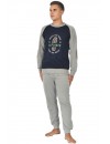 Pijama de Hombre Sónia Tejido Punto Afelpado Estampado Huella (Marino)