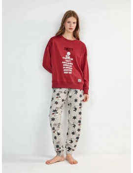 Pijama de Mujer Gisela de Looney Tunes con Estampado Tweety (Granate)
