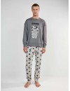 Pijama de Hombre Gisela Punto Interlock Estampado Silvestre (Gris)