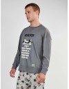 Pijama de Hombre Gisela Punto Interlock Estampado Silvestre (Gris)