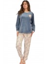 Pijama de Mujer Sónia Tejido Polar Bordado Osito (Azul)